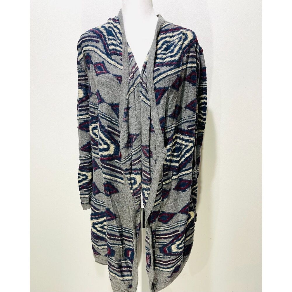 Lucky Brand open front cardigan western geometric low high earthy boho women' XS